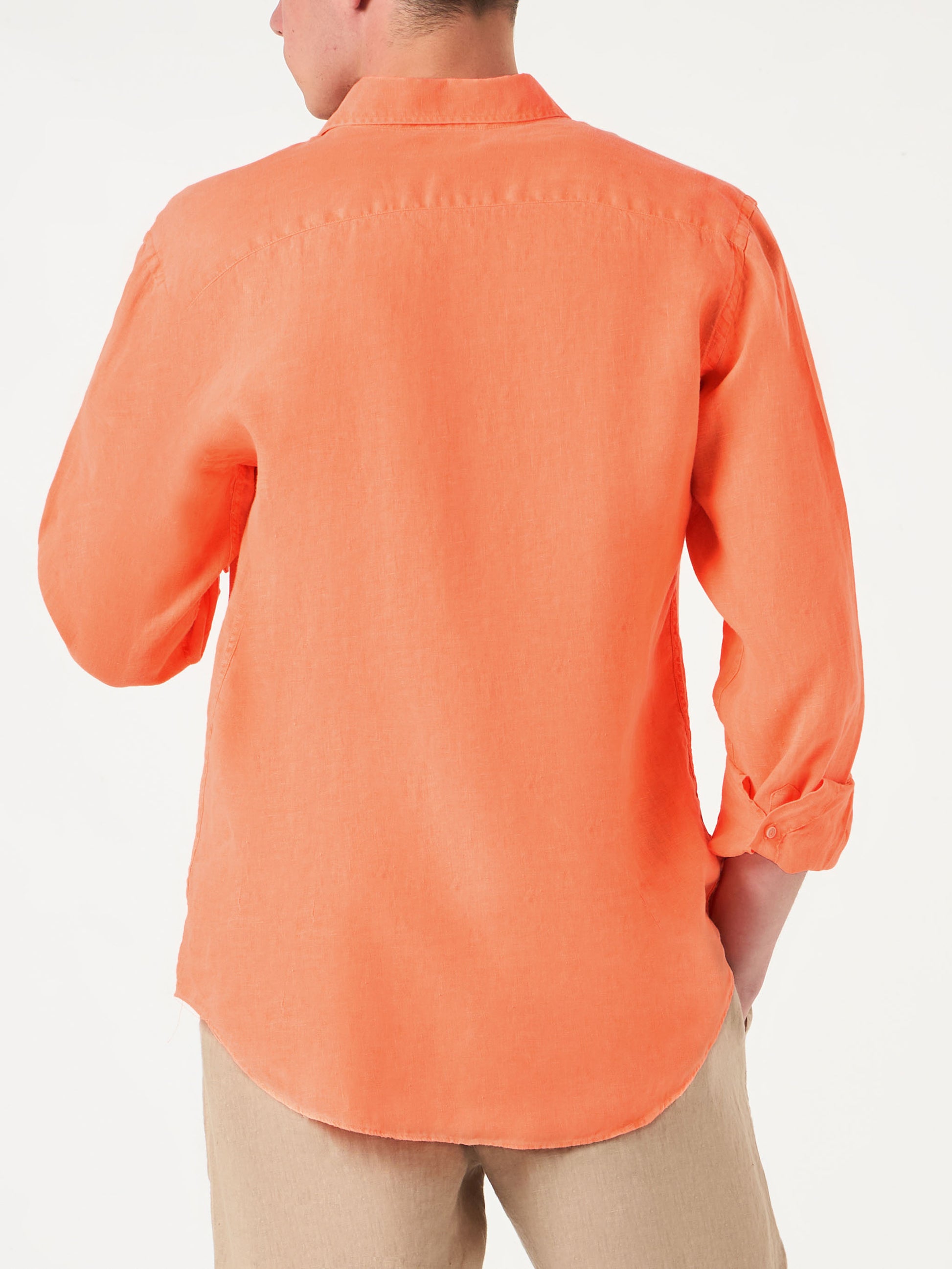 Man fluo orange linen Pamplona shirt - MC2 Saint Barth