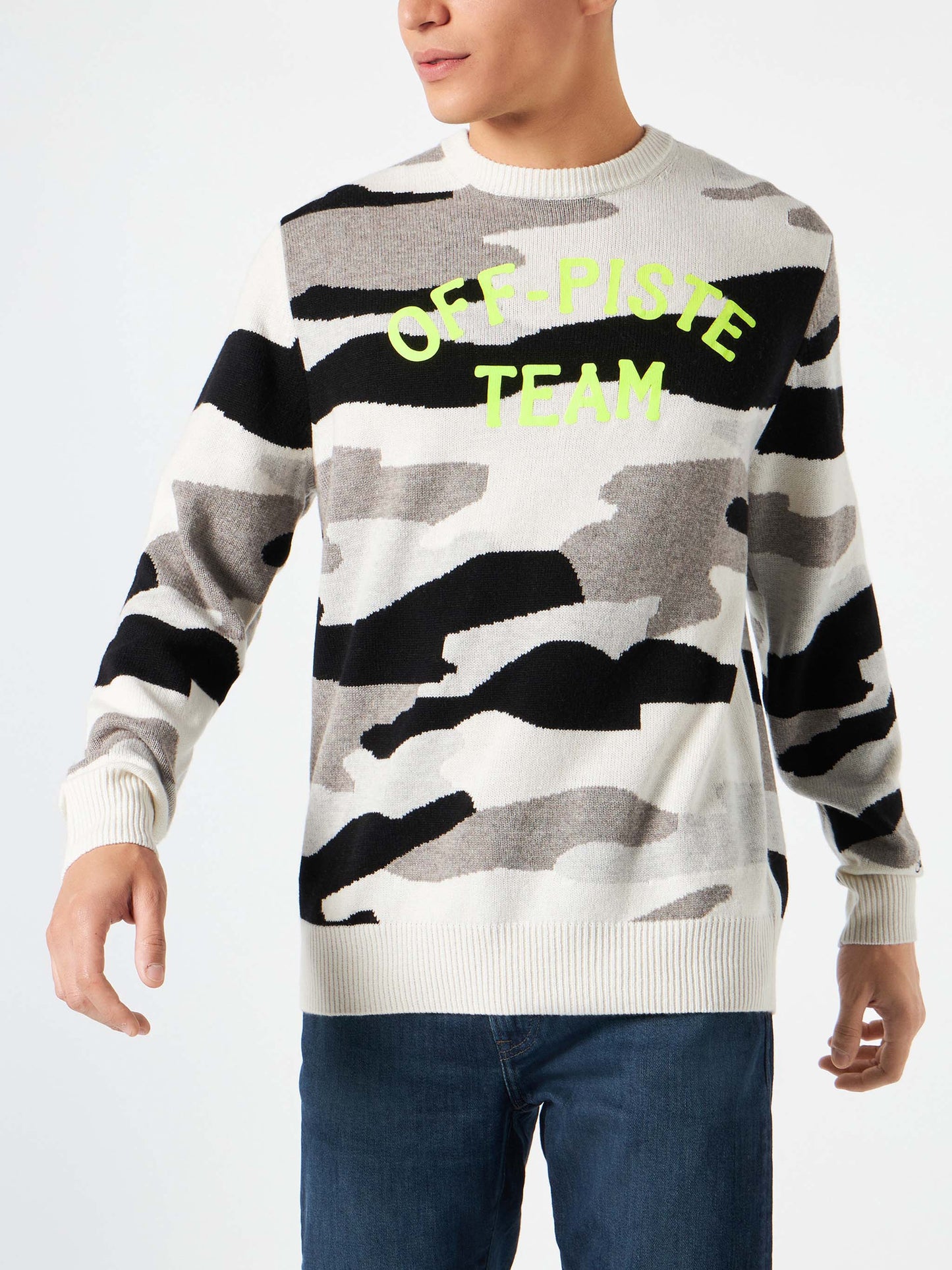 Man sweater with camouflage Off-piste Team jacquard - MC2 Saint Barth