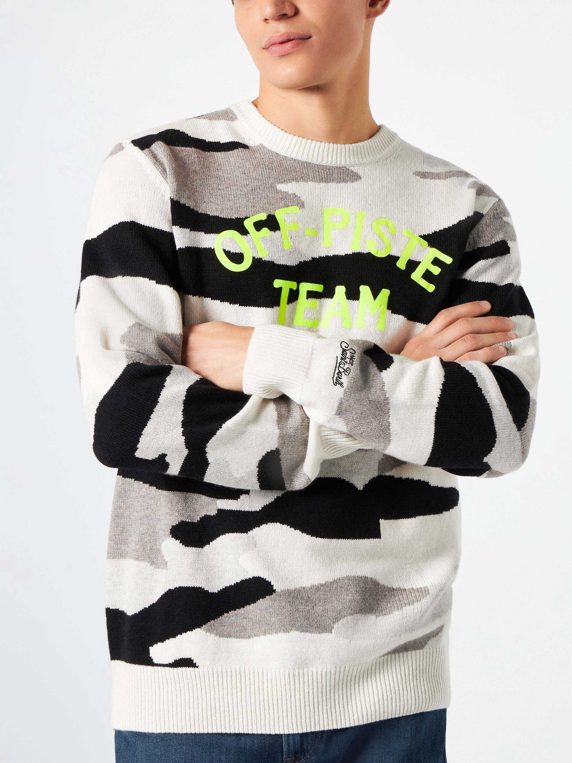 Man sweater with camouflage Off-piste Team jacquard - MC2 Saint Barth