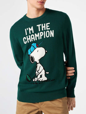 Man lightweight sweater with Snoopy jacquard | SNOOPY PEANUTS™ SPECIAL EDITION - MC2 Saint Barth