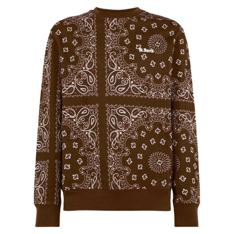 Man crewneck sweatshirt with brown bandanna print - MC2 Saint Barth