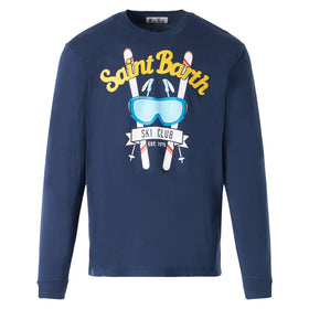 Man navy blue t-shirt with long sleeves - MC2 Saint Barth