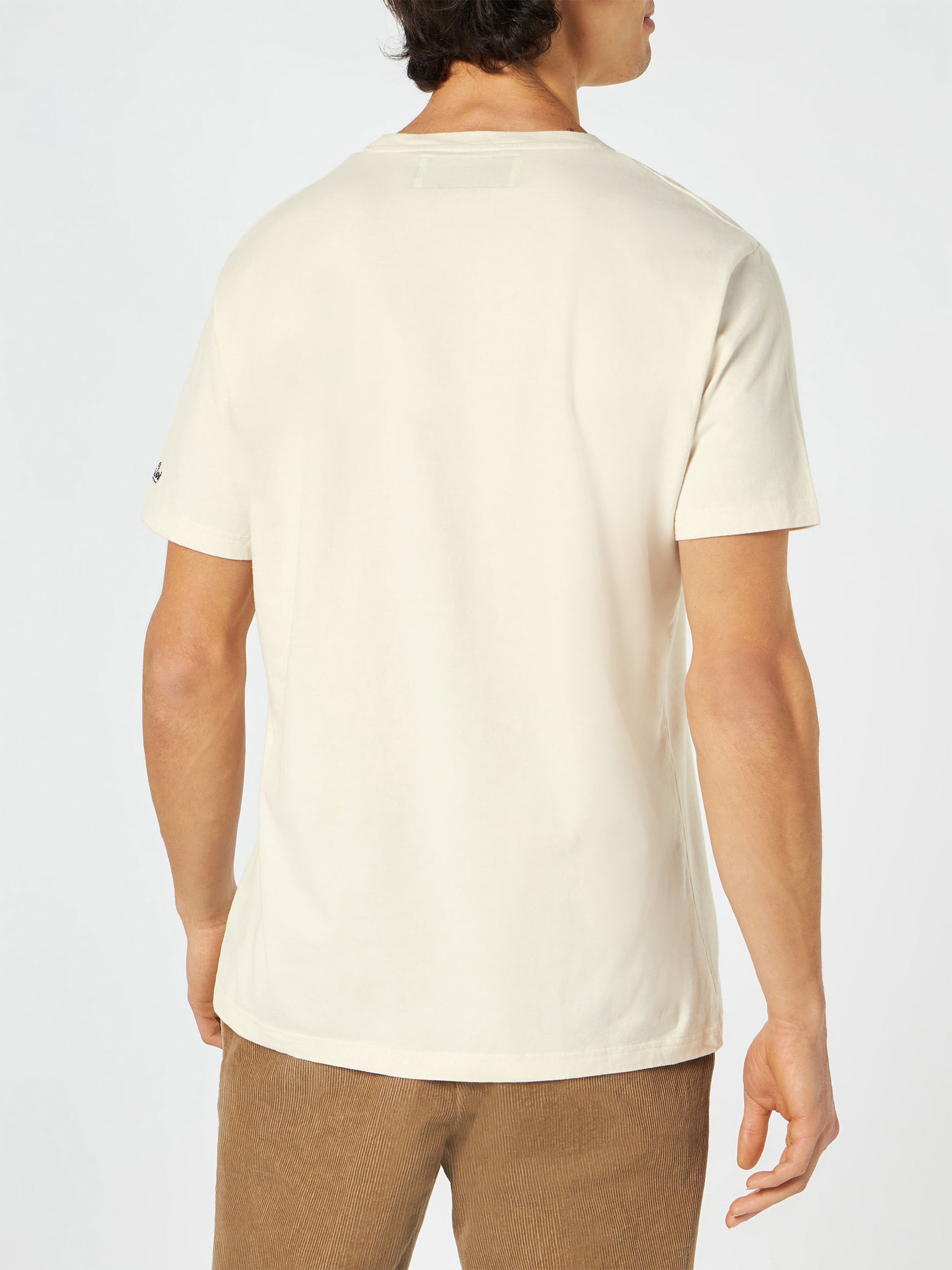 White t-shirt Man red Bombardino & slittino print - MC2 Saint Barth