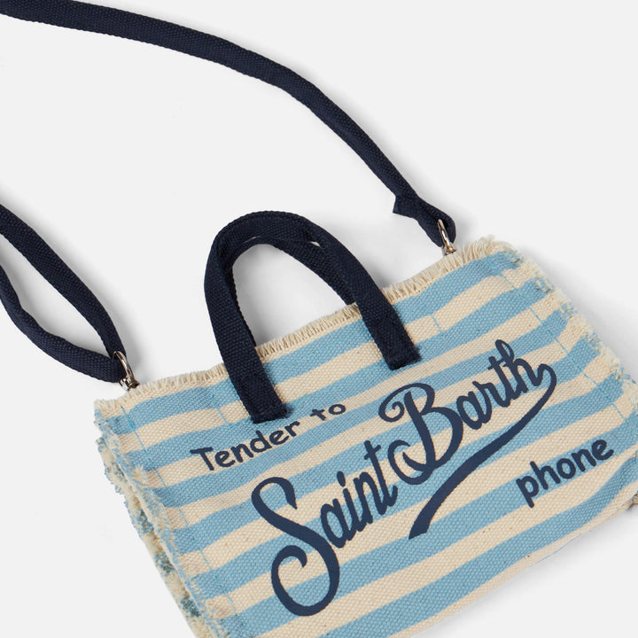 Borsa porta cellulare con stampa a righe