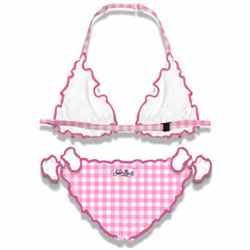 Girl triangle bikini with gingham print - MC2 Saint Barth