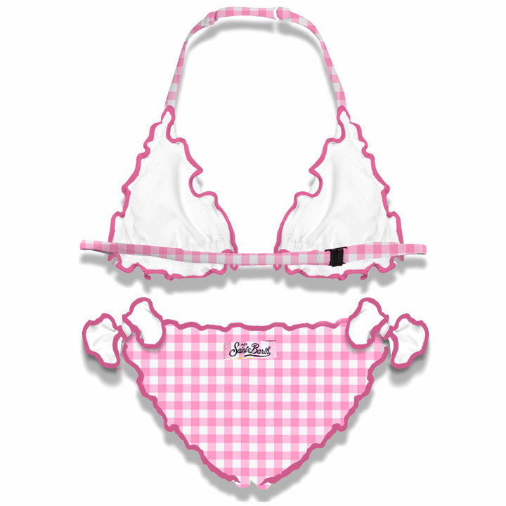 Girl triangle bikini with gingham print - MC2 Saint Barth