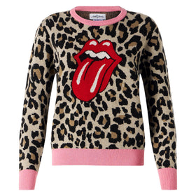Woman brushed sweater with animalier print | THE ROLLING STONES® SPECIAL EDITION - MC2 Saint Barth