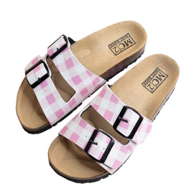 Cork sandals pink gingham print - MC2 Saint Barth