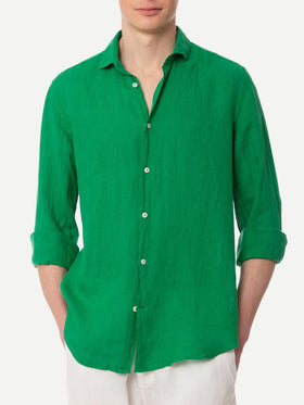 Man green linen Pamplona shirt - MC2 Saint Barth