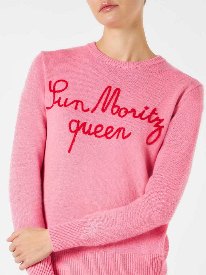 Woman sweater with Sun Moritz Queen embroidery - MC2 Saint Barth