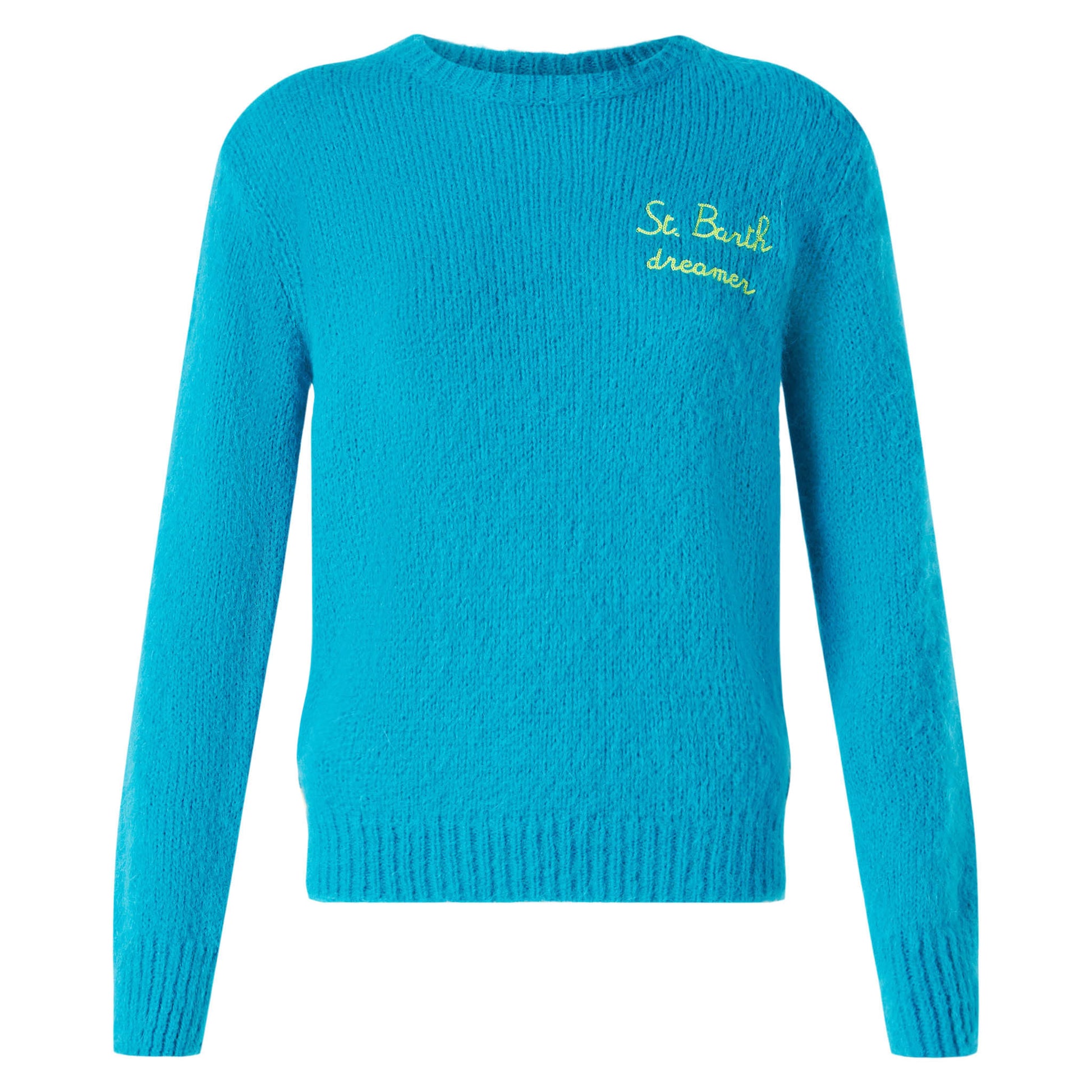 Woman light blue brushed sweater with embroidery - MC2 Saint Barth