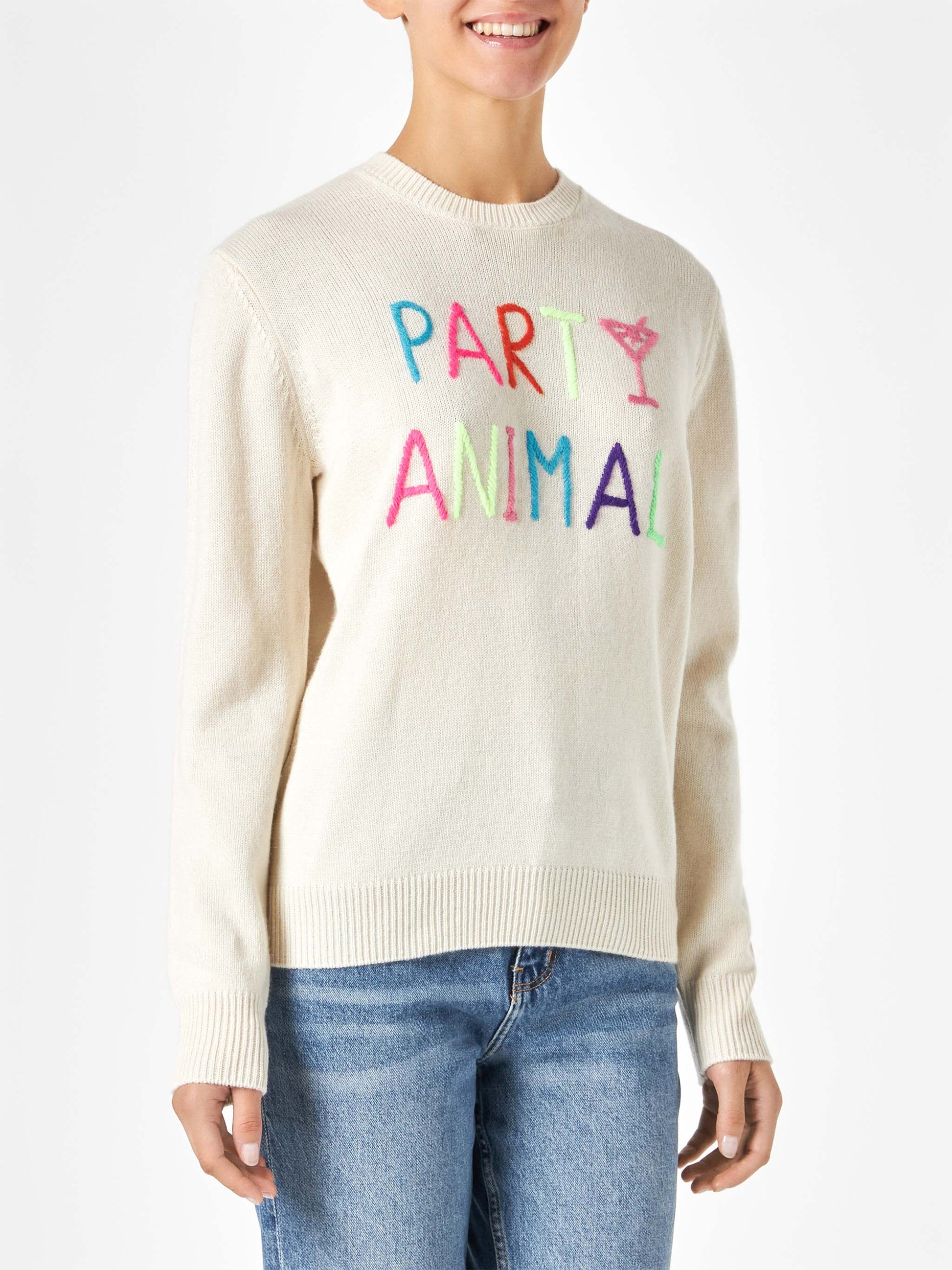 Woman sweater with Party Animal embroidery | NIKI DJ SPECIAL EDITION - MC2 Saint Barth