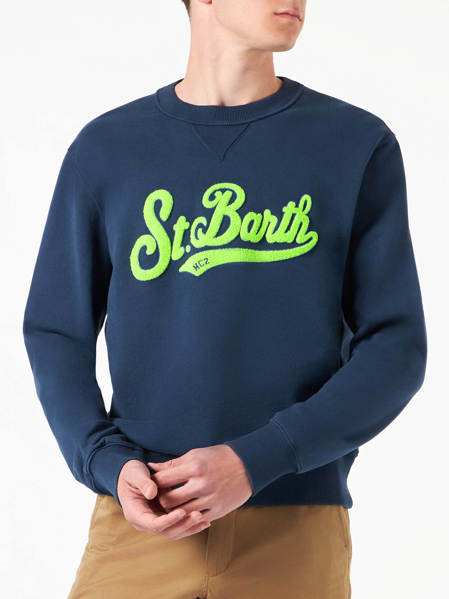 Herren-Sweatshirt aus Baumwolle mit Frottee-Patch von St. Barth