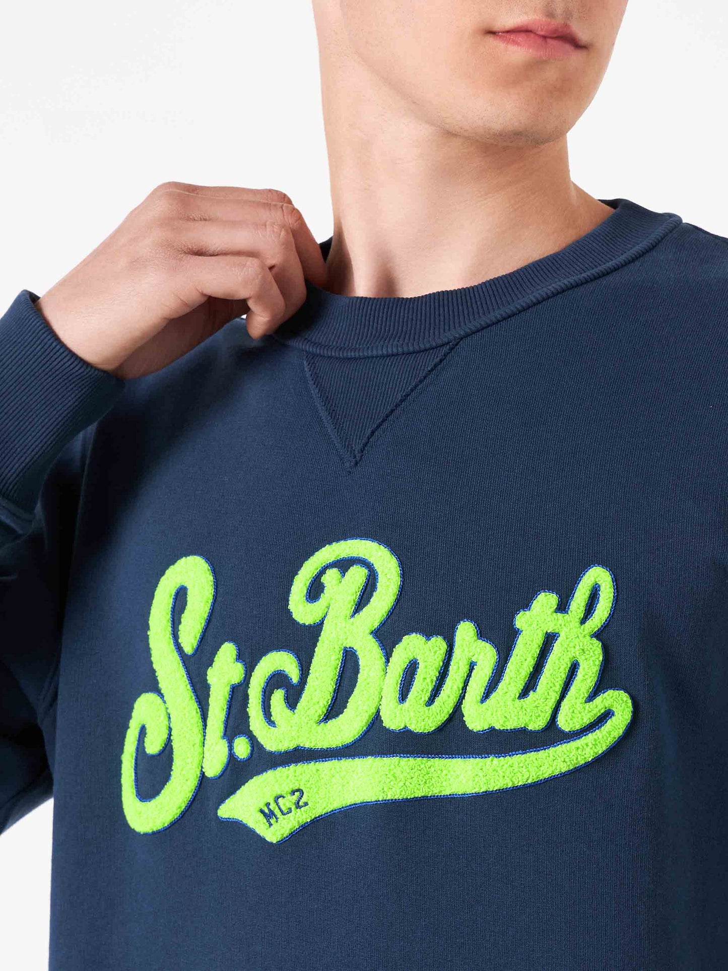 Herren-Sweatshirt aus Baumwolle mit Frottee-Patch von St. Barth