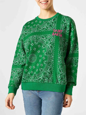 Woman cotton sweatshirt Stardust with bandanna print - MC2 Saint Barth
