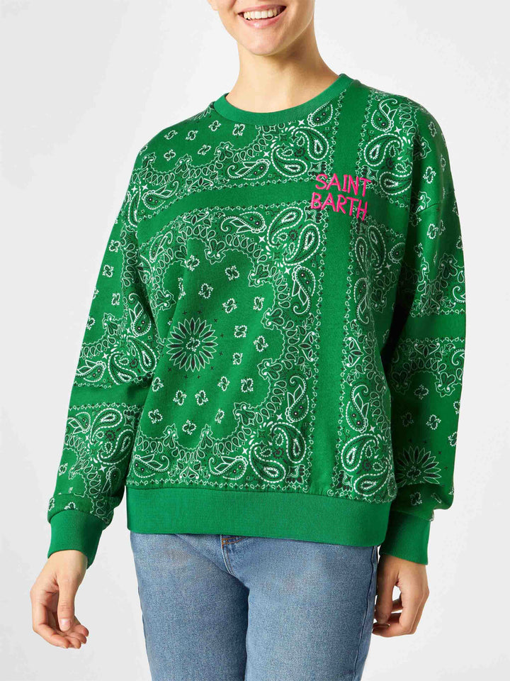 Woman cotton sweatshirt Stardust with bandanna print - MC2 Saint Barth