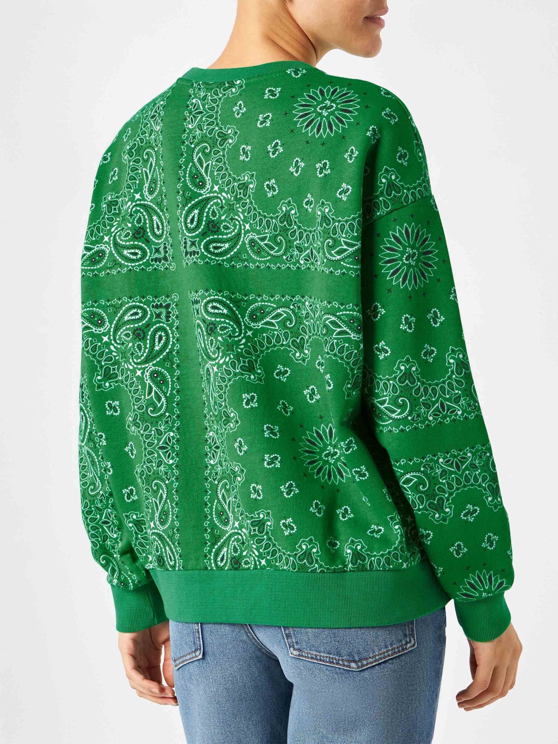 Woman cotton sweatshirt Stardust with bandanna print - MC2 Saint Barth
