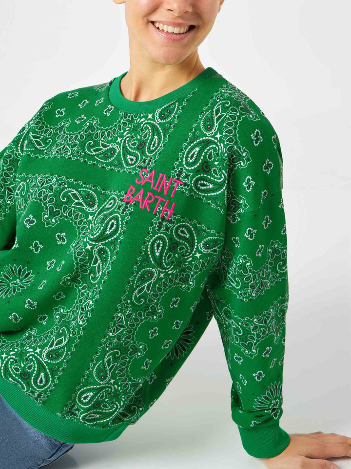 Woman cotton sweatshirt Stardust with bandanna print - MC2 Saint Barth