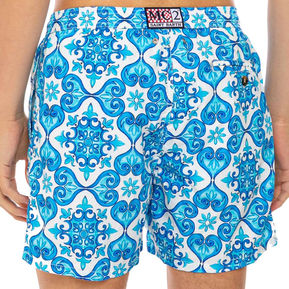 Light fabric man swim shorts maiolica print - MC2 Saint Barth