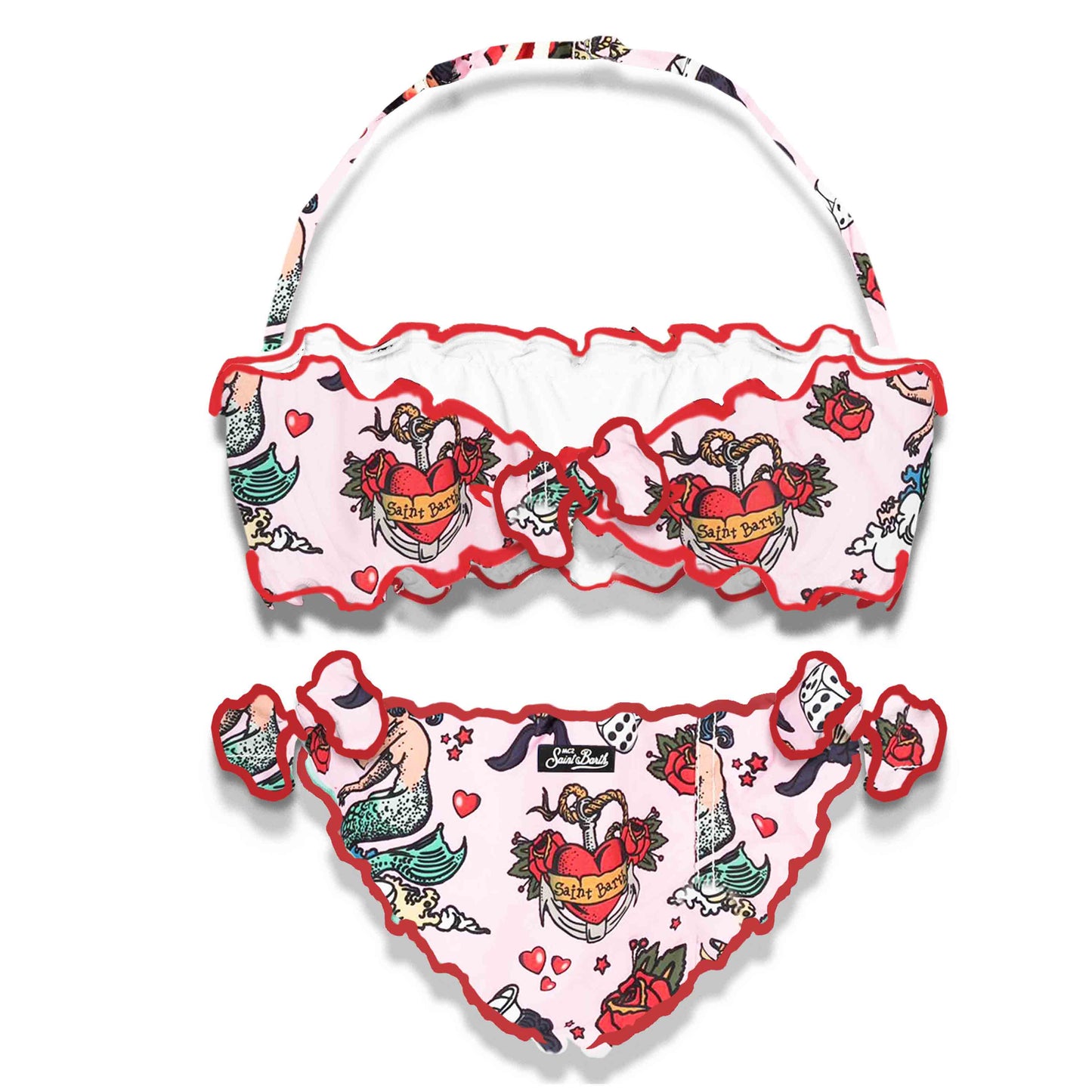 Girl bandeau bikini with mermaid print - MC2 Saint Barth