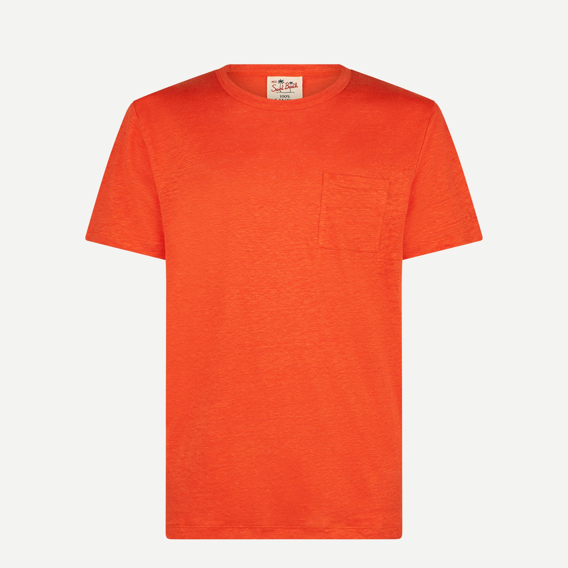 Man orange linen jersey t-shirt - MC2 Saint Barth