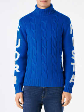 Man turtleneck braided sweater with Fuori pista print - MC2 Saint Barth