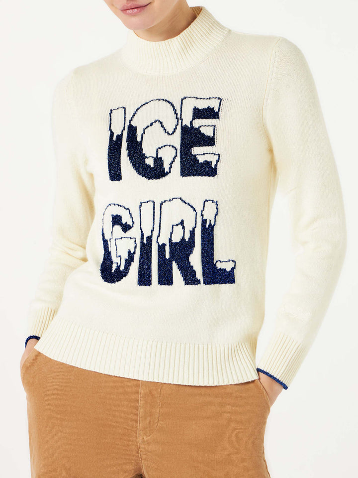 Half turtleneck sweater Ice Girl lurex graphic - MC2 Saint Barth