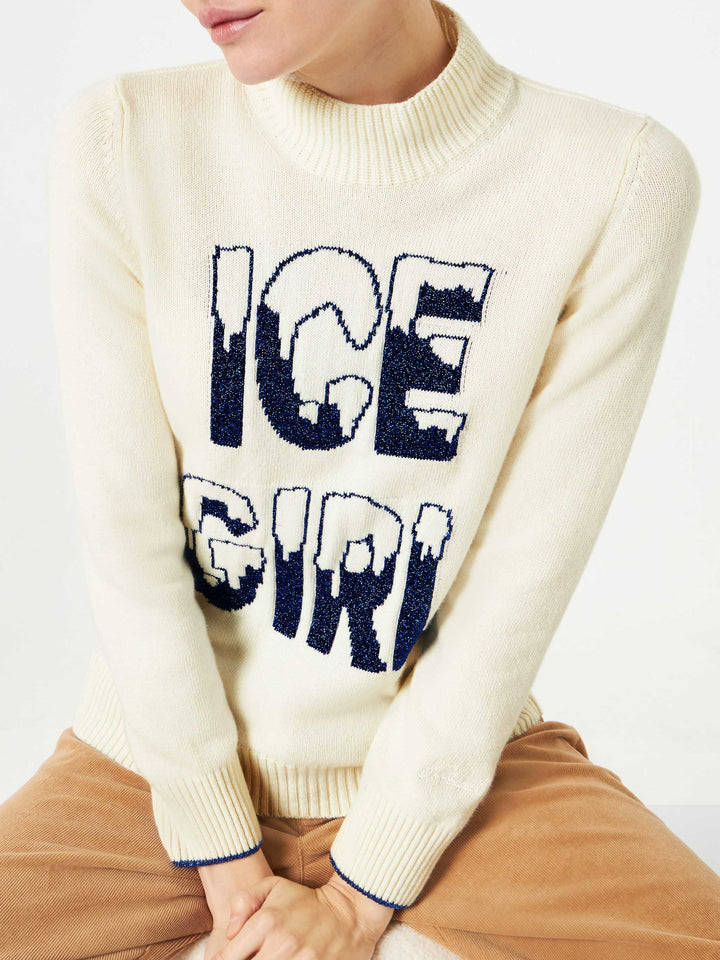 Half turtleneck sweater Ice Girl lurex graphic - MC2 Saint Barth