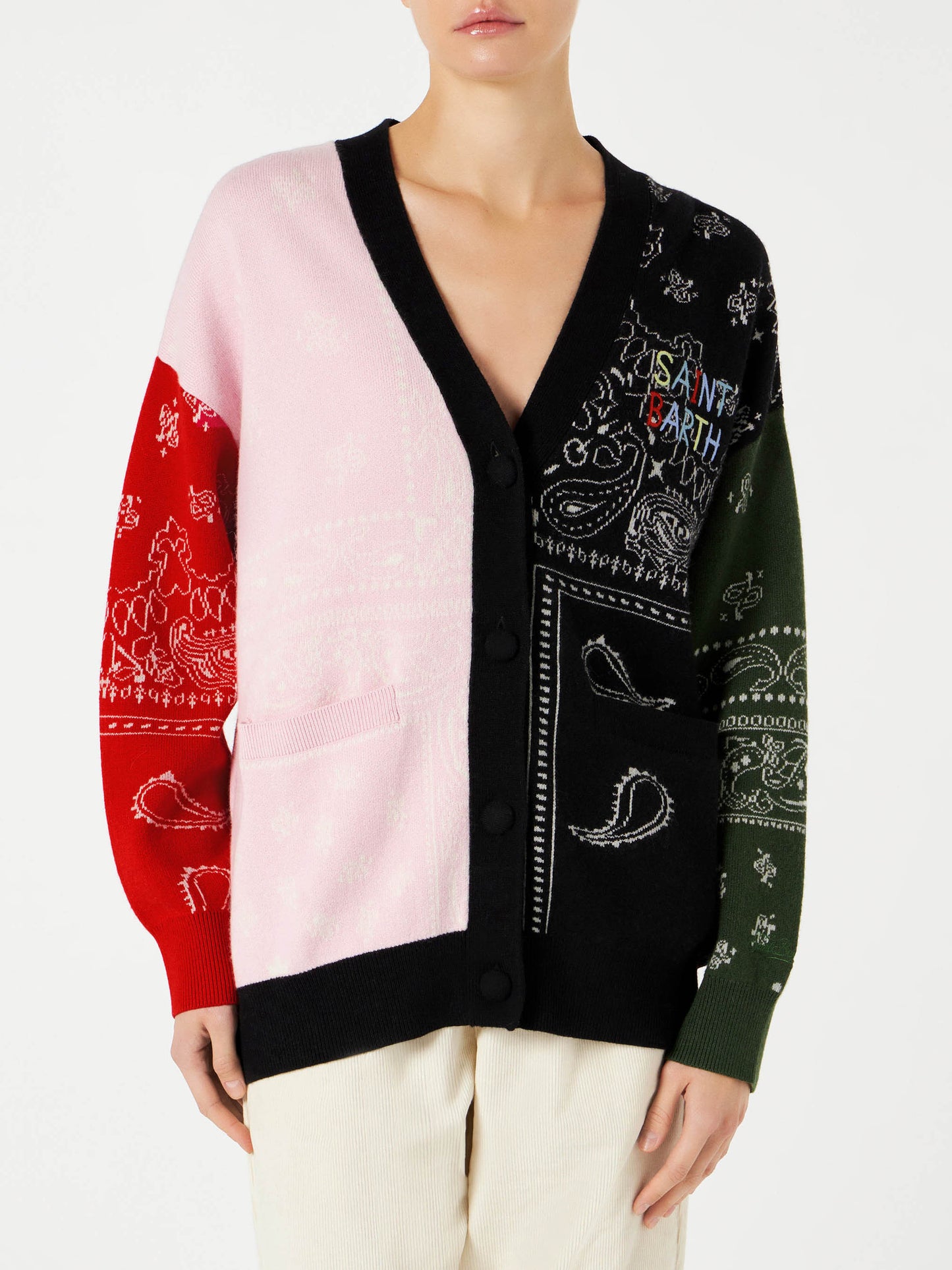 Woman cardigan with pockets and Saint Barth embroidery - MC2 Saint Barth