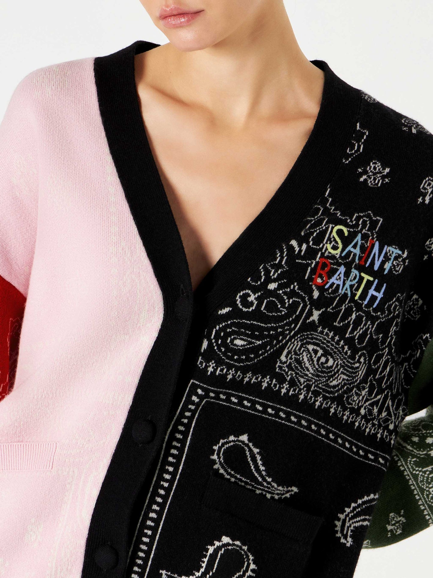 Woman cardigan with pockets and Saint Barth embroidery - MC2 Saint Barth