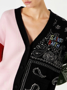 Woman cardigan with pockets and Saint Barth embroidery - MC2 Saint Barth