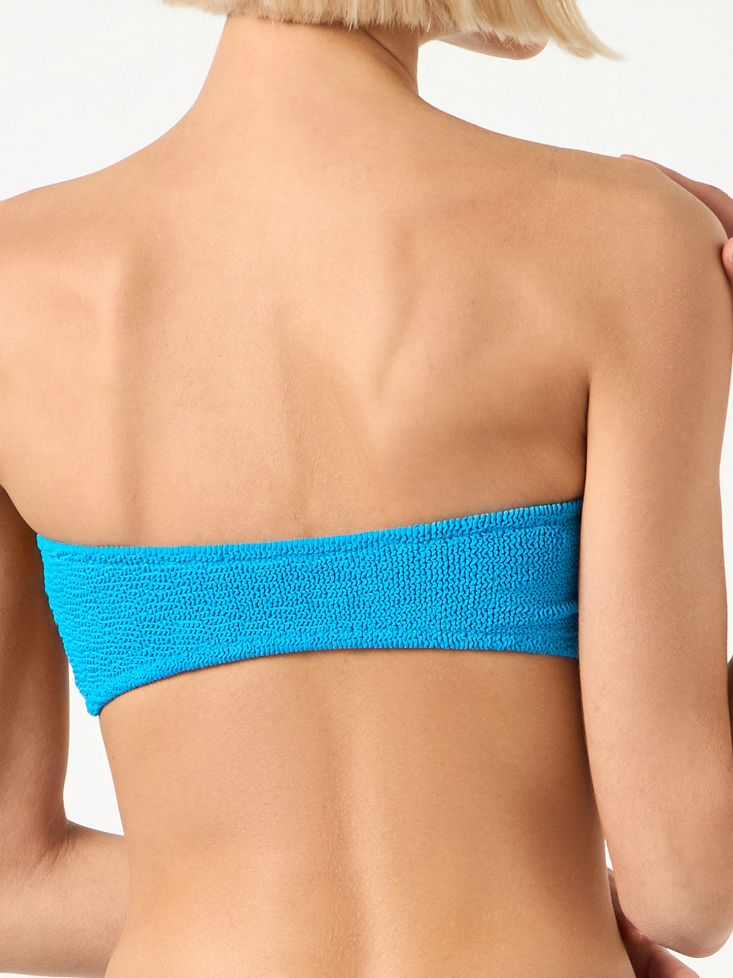 Woman dust blue crinkle bandeau top with knot - MC2 Saint Barth