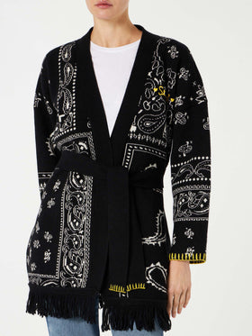 Woman bandanna coat with belt and St. Barth embroidery - MC2 Saint Barth
