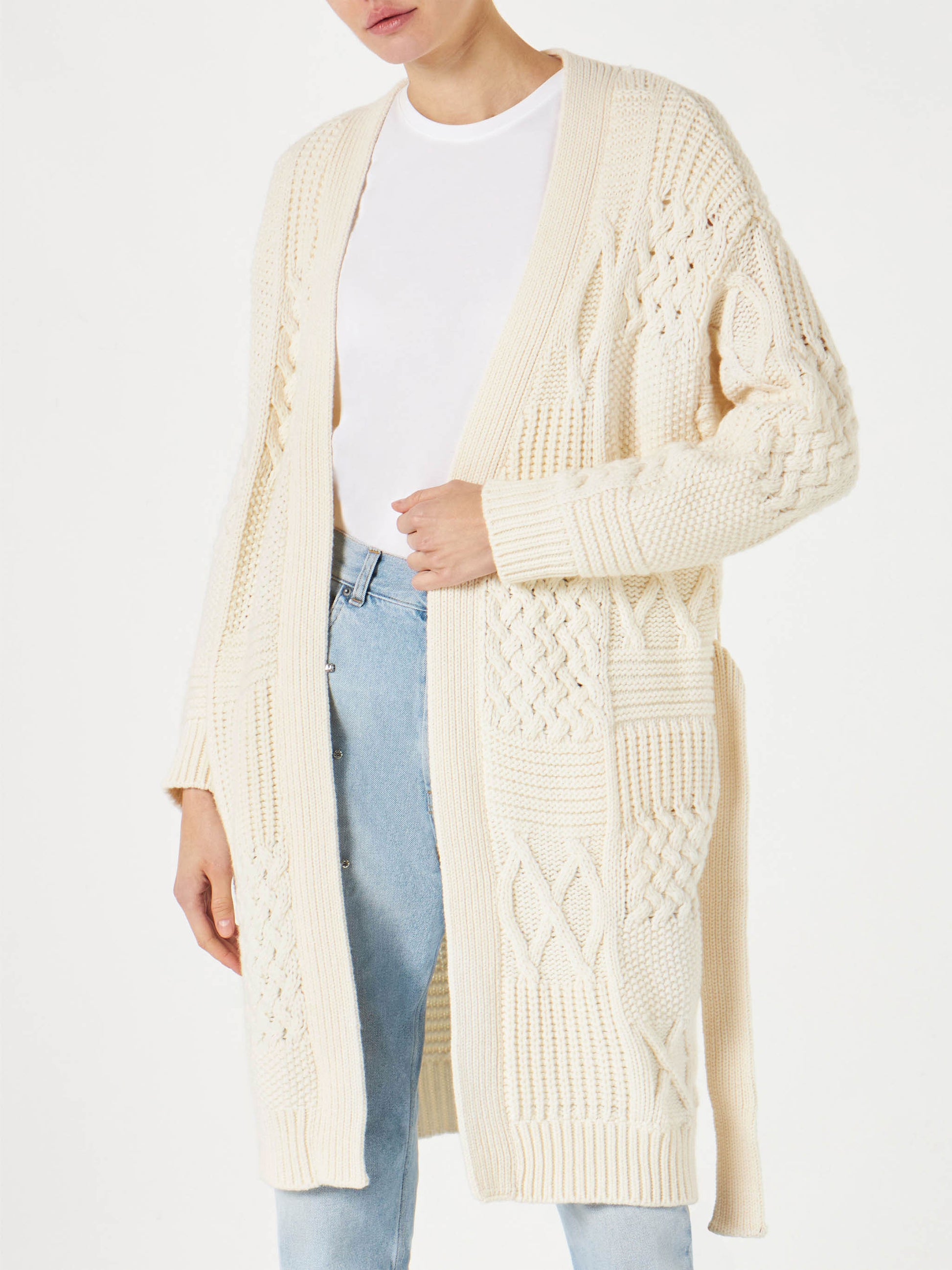 Maxi cardigan Daba with embroidery and belt - MC2 Saint Barth