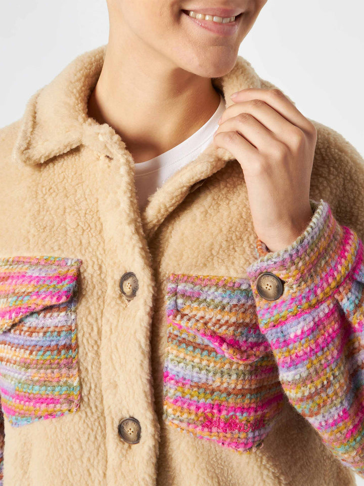 Woman sherpa overshirt with crochet details - MC2 Saint Barth