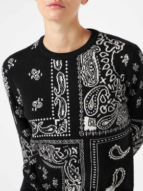woman sweater blended cashmere black bandana pattern - MC2 Saint Barth