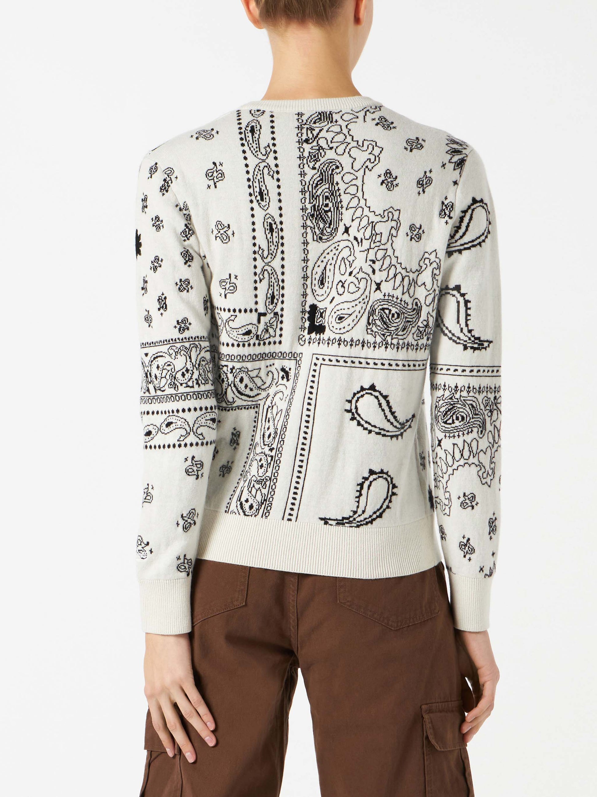 Woman sweater with bandanna print embroidery - MC2 Saint Barth
