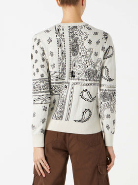 Woman sweater with bandanna print embroidery - MC2 Saint Barth