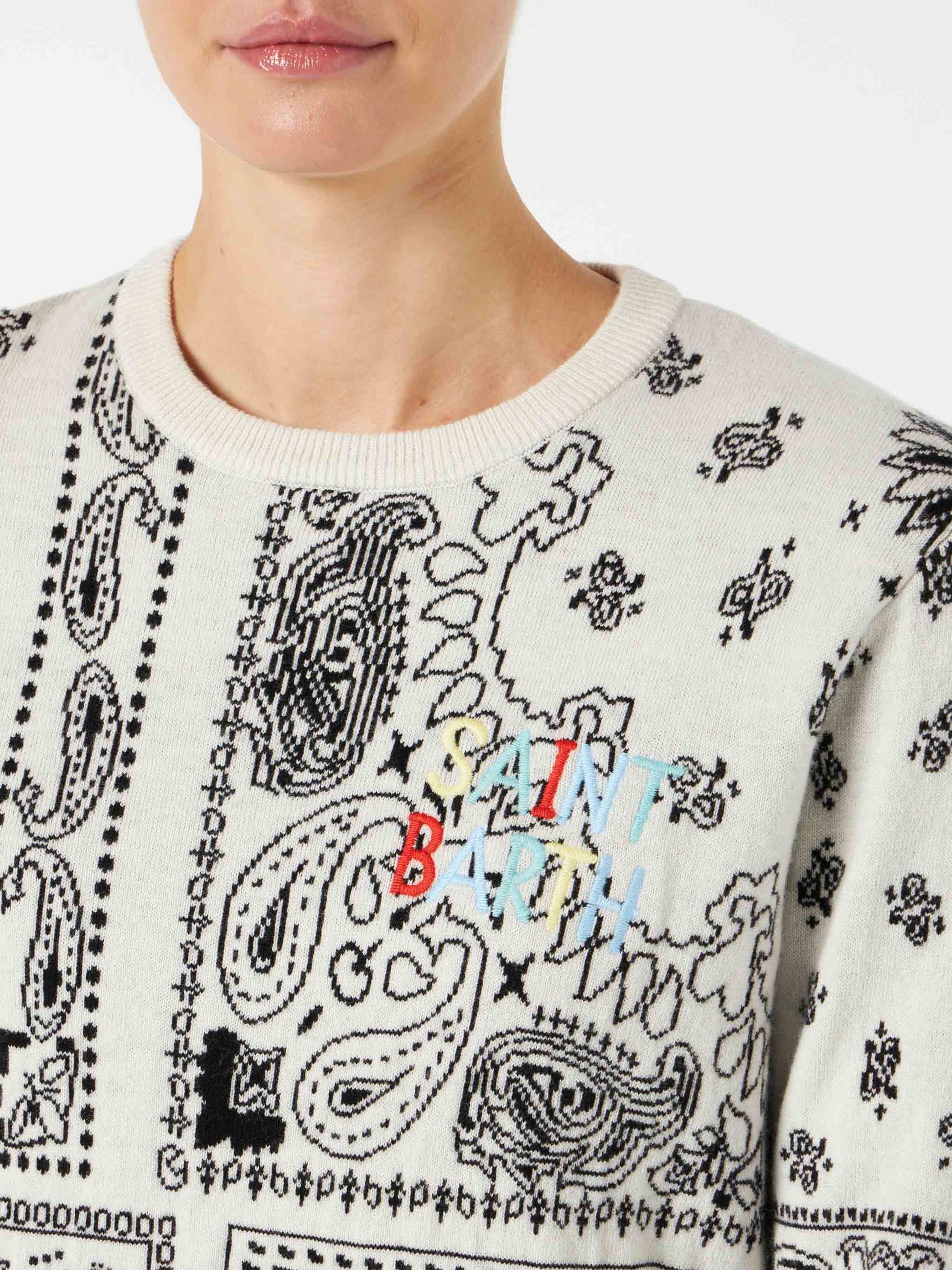 Woman sweater with bandanna print embroidery - MC2 Saint Barth
