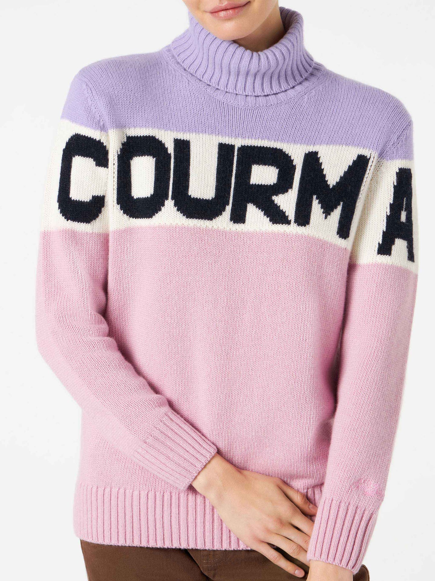 Woman turtleneck sweater with Courma lettering - MC2 Saint Barth