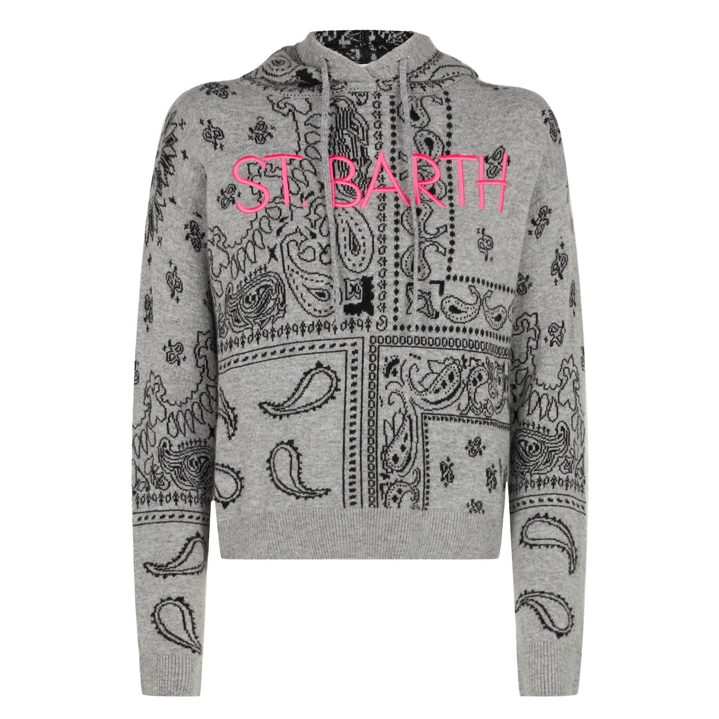 Woman cropped knit hoodie with bandanna print - MC2 Saint Barth