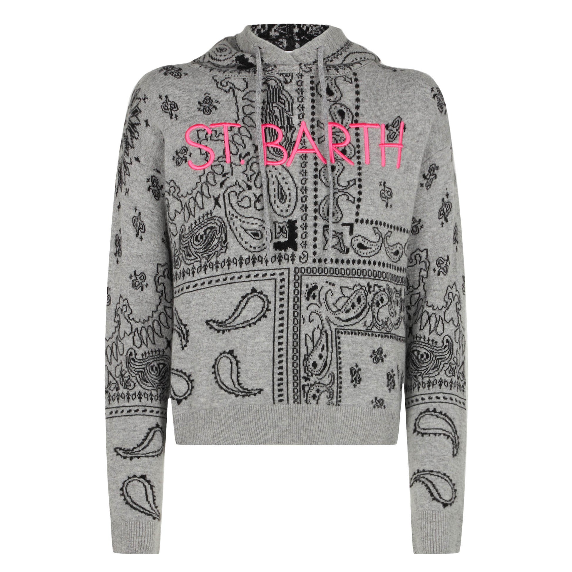 Woman cropped knit hoodie with bandanna print - MC2 Saint Barth