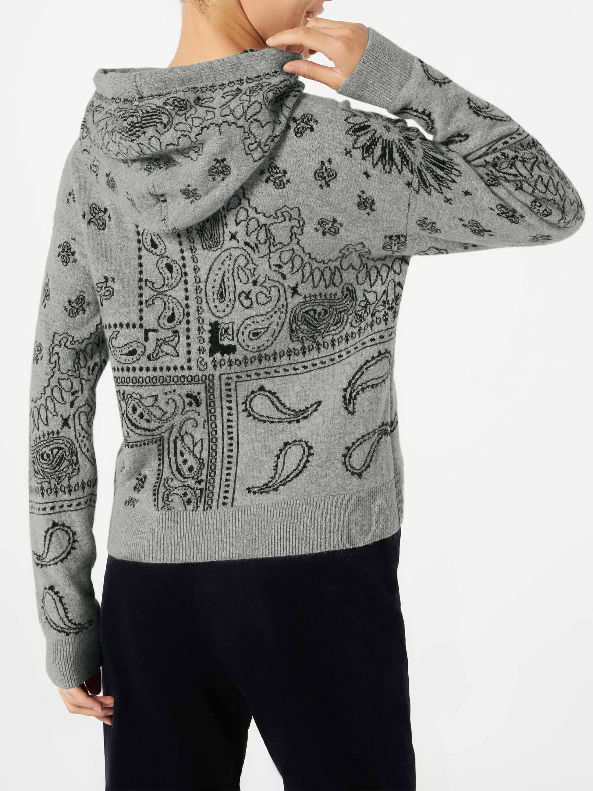 Woman cropped knit hoodie with bandanna print - MC2 Saint Barth