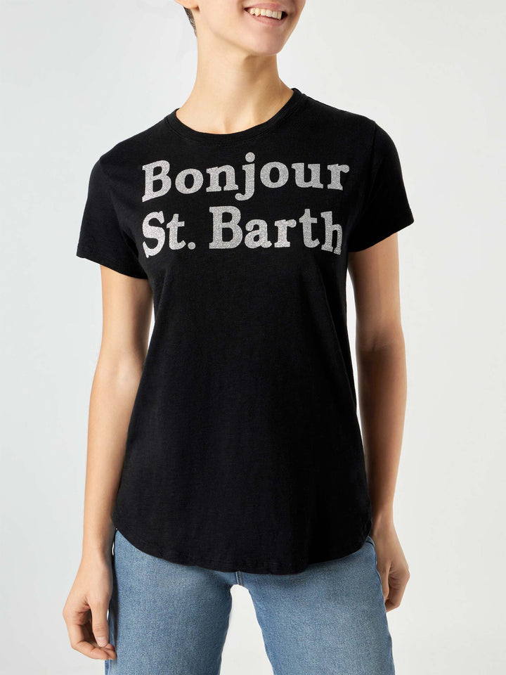 Woman t-shirt with Bonjour St. Barth lettering - MC2 Saint Barth
