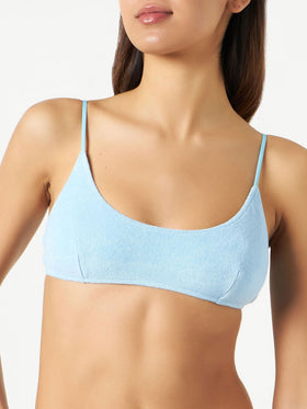 Costume da bagno a bralette in spugna di colore azzurro