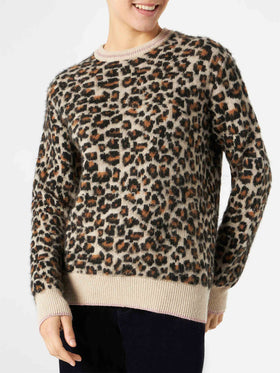 Woman brushed sweater with leopard pattern - MC2 Saint Barth